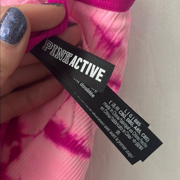 Victoria’s Secret Pink Active Tie-Dye sports bra L magenta - Picture 2 of 5